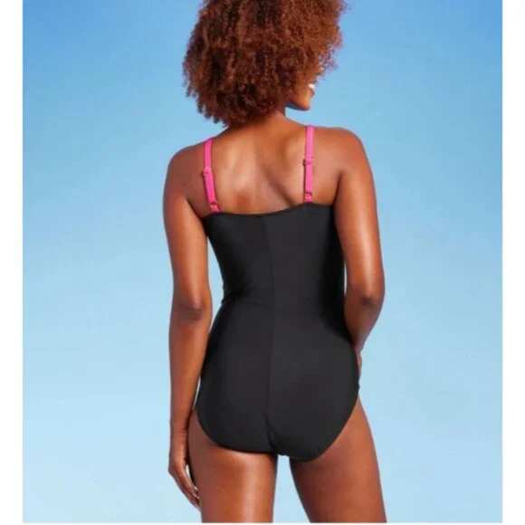 Aqua Green Women's One Piece Swimsuit Swimwear UPF 50+ Pink XL Draped - Picture 2 of 8